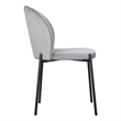 Set of 2 Gray Velvet Dining Chair with Black Metal legs