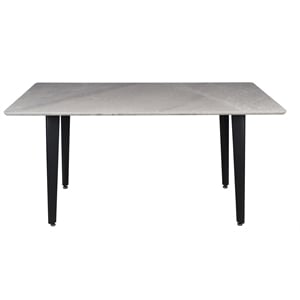 Sintered Stone Gray Dining Table with Black Metal Legs