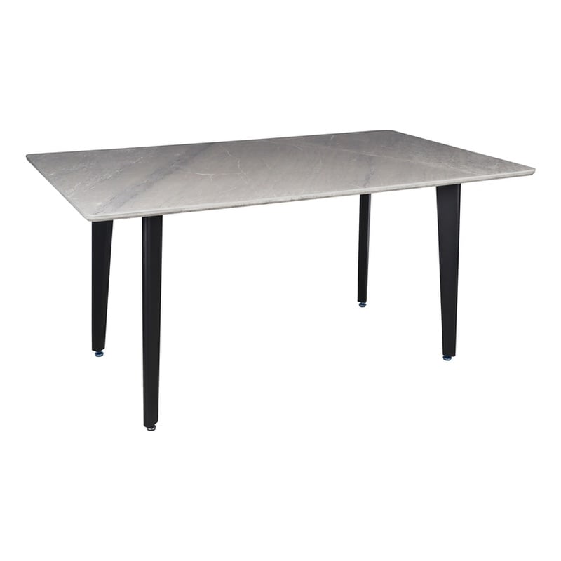 Sintered Stone Gray Dining Table with Black Metal Legs