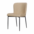Set of 2 Sand Color PU Leather Dining Chair with Black Metal legs