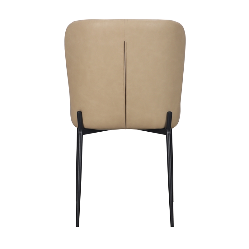 Set of 2 Sand Color PU Leather Dining Chair with Black Metal legs