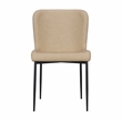 Set of 2 Sand Color PU Leather Dining Chair with Black Metal legs