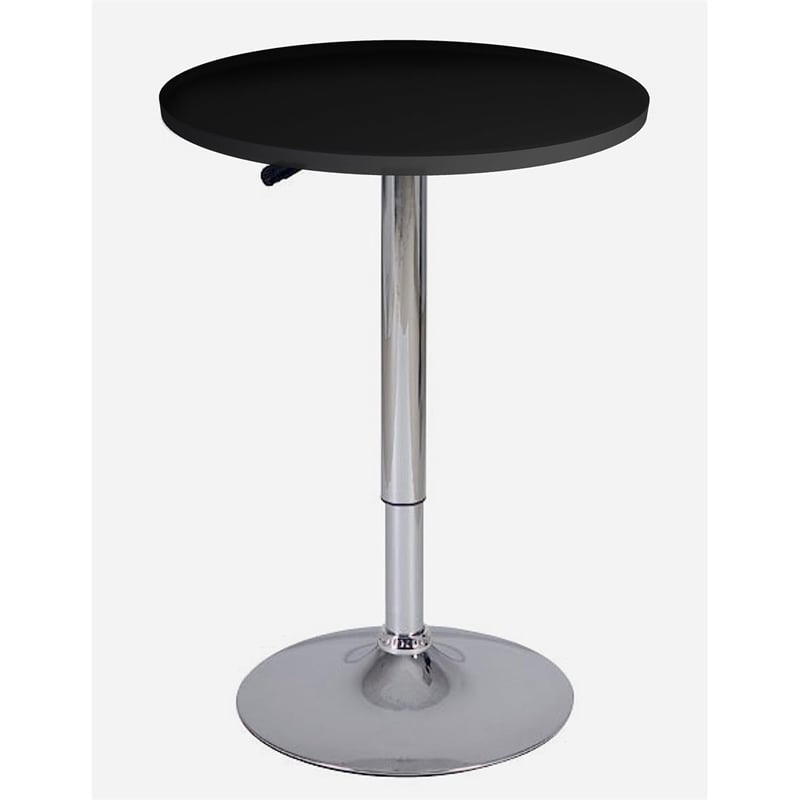 Black Round Wood Bar Table Adjustable Height 34-44 in