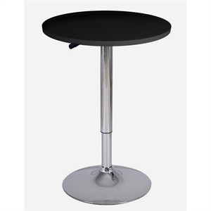 Black Round Wood Bar Table Adjustable Height 34-44 in