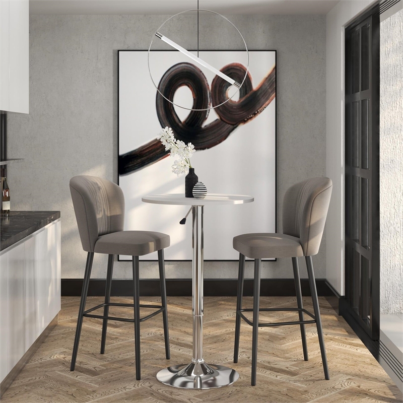 Black Round Wood Bar Table Adjustable Height 34-44 in