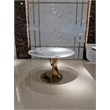 47 in Round White Sintered Stone Dining Table with Brushed Gold Base