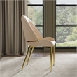 Set of 2 Champagne Color Faux Leather Dining Chair with Matte Gold Frame