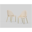 Set of 2 Champagne Color Faux Leather Dining Chair with Matte Gold Frame