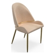 Set of 2 Champagne Color Faux Leather Dining Chair with Matte Gold Frame