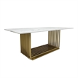 Dining Table with White Marble Top and Matte Gold Base