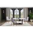 Dining Table with White Marble Top and Matte Gold Base