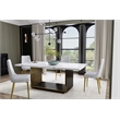 Dining Table with White Marble Top and Matte Gold Base