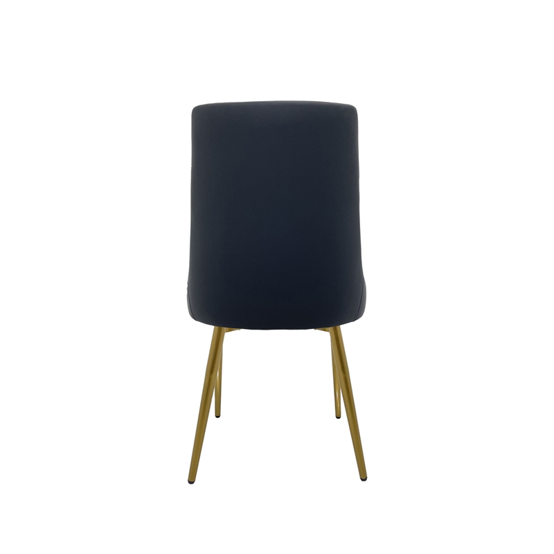 Set of 2 Dining Chair with Black Faux Leather Seat and Matte Gold Legs