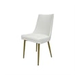 Set of 2 Dining Chair with White Faux Leather Seat and Matte Gold Legs