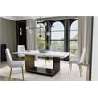 Set of 2 Dining Chair with White Faux Leather Seat and Matte Gold Legs
