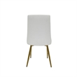Set of 2 Dining Chair with White Faux Leather Seat and Matte Gold Legs