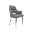 Set of 4 Gray Faux Leather Dining Chair with Stainless Steel Silver Legs