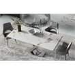 Set of 4 Gray Faux Leather Dining Chair with Stainless Steel Silver Legs