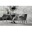 Set of 4 Gray Faux Leather Dining Chair with Stainless Steel Silver Legs