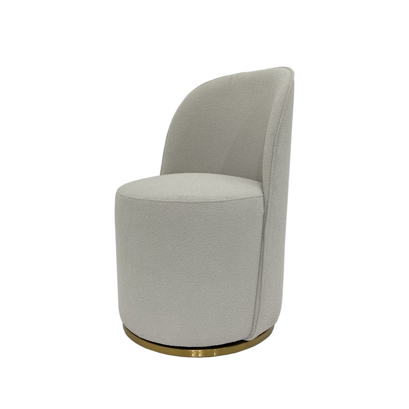 Set of 2 Cream Color Boucle Fabric Swivel Dining Chair