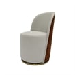 Set of 2 Cream and Brown Color Boucle Fabric Swivel Dining Chair