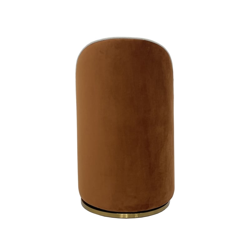 Set of 2 Cream and Brown Color Boucle Fabric Swivel Dining Chair