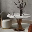 Set of 2 Cream and Brown Color Boucle Fabric Swivel Dining Chair