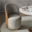 Set of 2 Cream and Brown Color Boucle Fabric Swivel Dining Chair