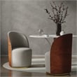 Set of 2 Cream and Brown Color Boucle Fabric Swivel Dining Chair