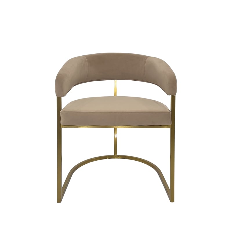 Dining Chair with Taupe Velvet Cushion and Matte Gold Legs