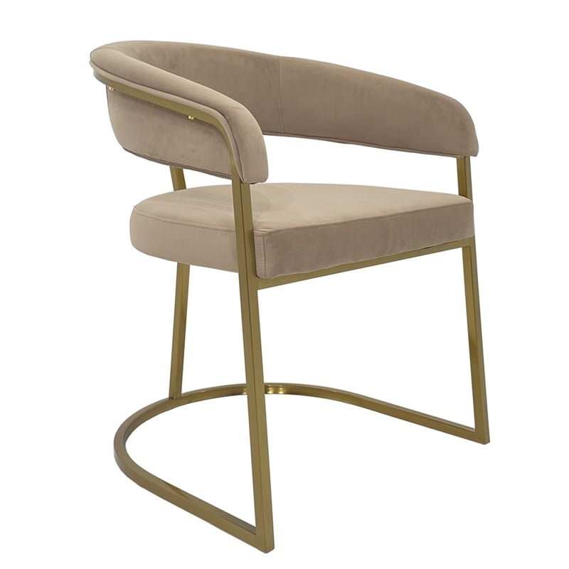 Dining Chair with Taupe Velvet Cushion and Matte Gold Legs