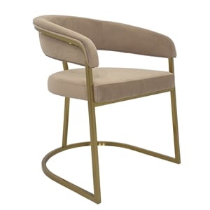 Dining Chair with Taupe Velvet Cushion and Matte Gold Legs