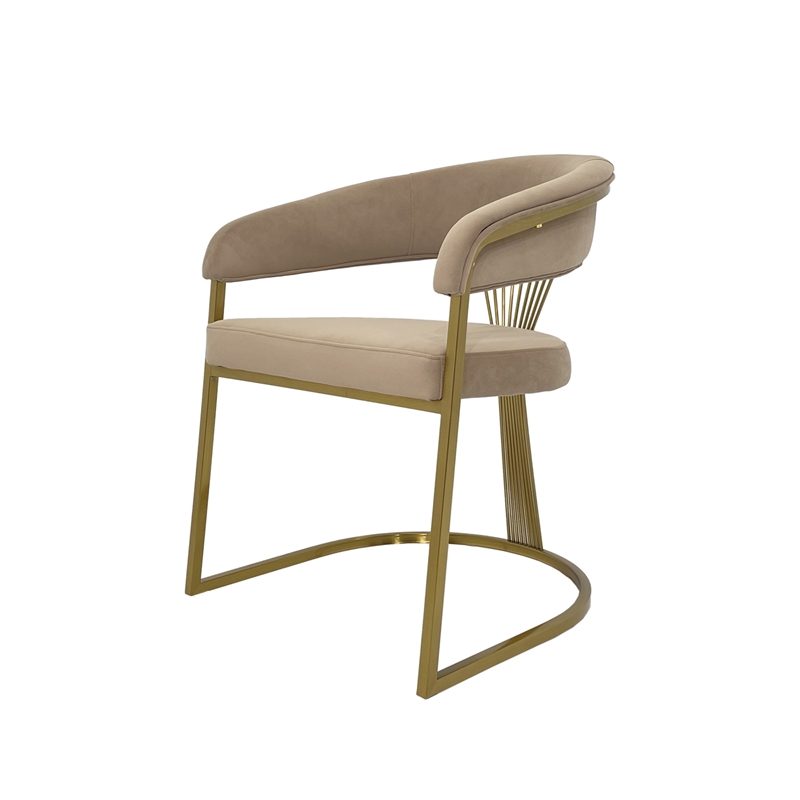 Dining Chair with Taupe Velvet Cushion and Matte Gold Legs
