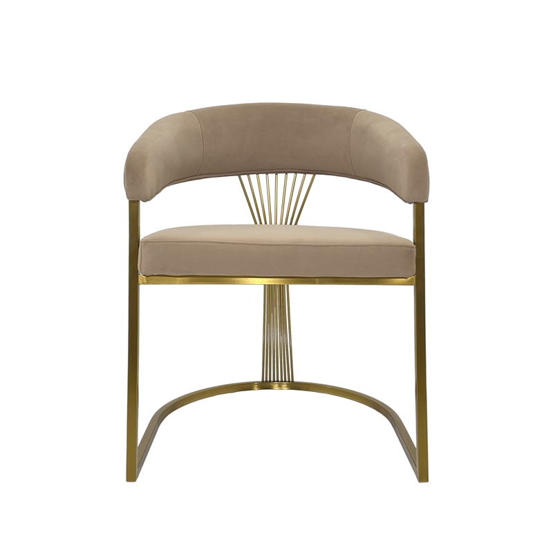 Dining Chair with Taupe Velvet Cushion and Matte Gold Legs