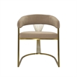 Dining Chair with Taupe Velvet Cushion and Matte Gold Legs