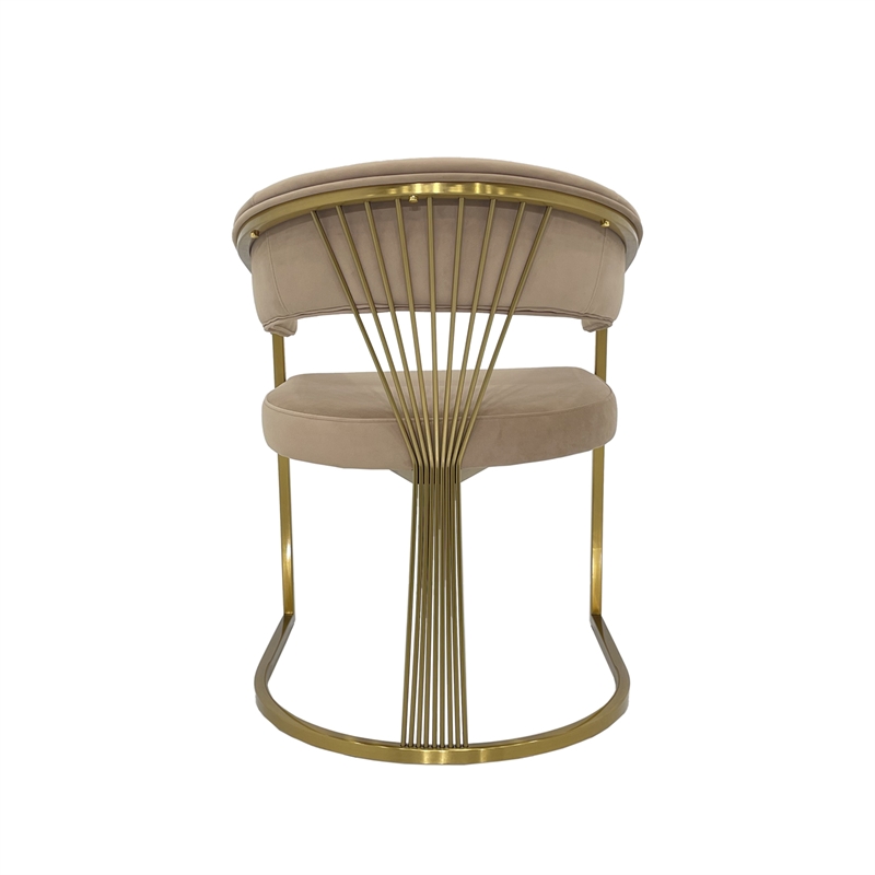Dining Chair with Taupe Velvet Cushion and Matte Gold Legs