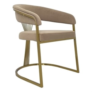 Dining Chair with Taupe Velvet Cushion and Matte Gold Legs