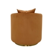 Swivel Accent Chair with Orange Fabric Cushion and Matte Gold Frame