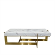 Rectangular Coffee Table with White Marble Top and Matte Gold Base