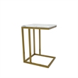 Rectangular End Table with White Marble Top and Matte Gold Base
