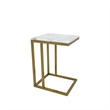 Rectangular End Table with White Marble Top and Matte Gold Base