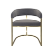 Dining Chair with Dark Gray Velvet Cushion and Matte Gold Legs