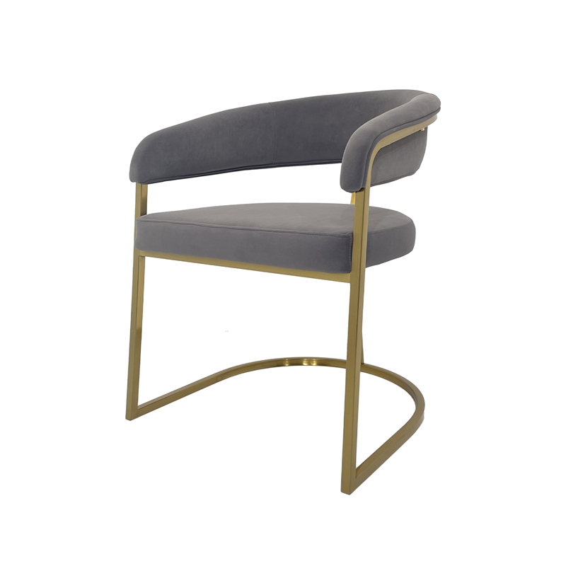 Dining Chair with Dark Gray Velvet Cushion and Matte Gold Legs