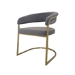 Dining Chair with Dark Gray Velvet Cushion and Matte Gold Legs