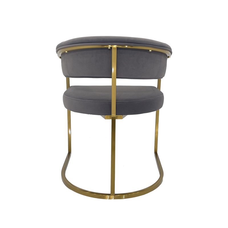 Dining Chair with Dark Gray Velvet Cushion and Matte Gold Legs