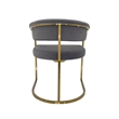 Dining Chair with Dark Gray Velvet Cushion and Matte Gold Legs