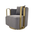 Swivel Accent Chair with Gray Fabric Cushion and Matte Gold Frame