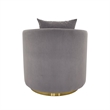 Swivel Accent Chair with Gray Fabric Cushion and Matte Gold Frame