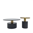 Nesting Coffee Table with Black Marble Top with Black Base and Black Glass