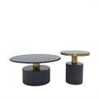 Nesting Coffee Table with Black Marble Top with Black Base and Black Glass